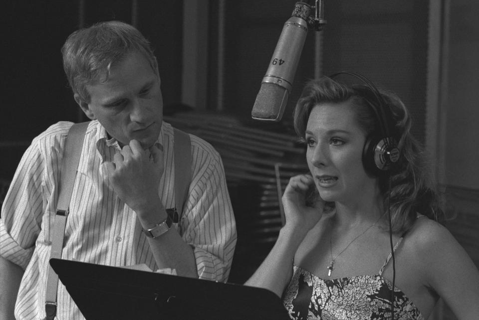 Ashman and "Beauty and the Beast" star Paige O'Hara during a recording session. (Photo: Disney)