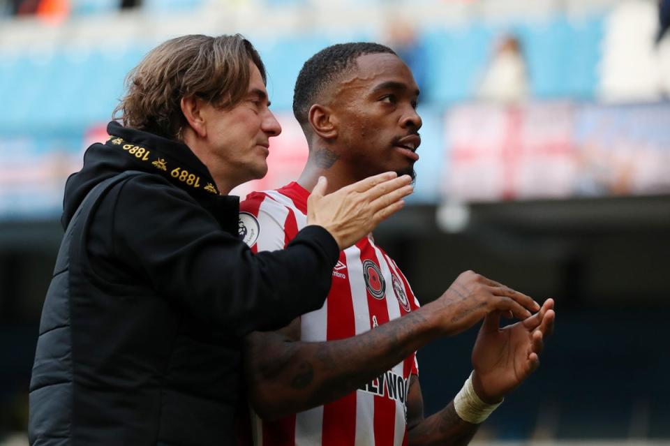 Leaders: Frank and Toney led Brentford to a famous win away at Man City (Getty Images)