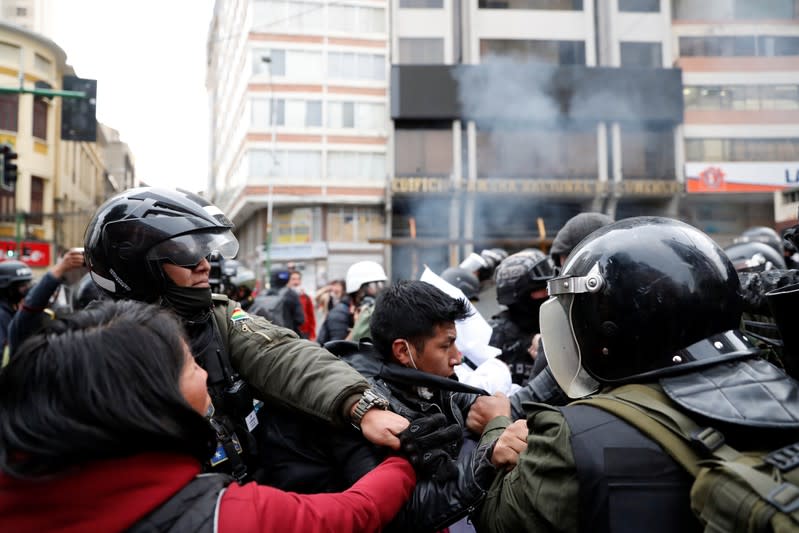 Clashes between supporters of former Bolivian President Evo Morales and security forces, in La Paz