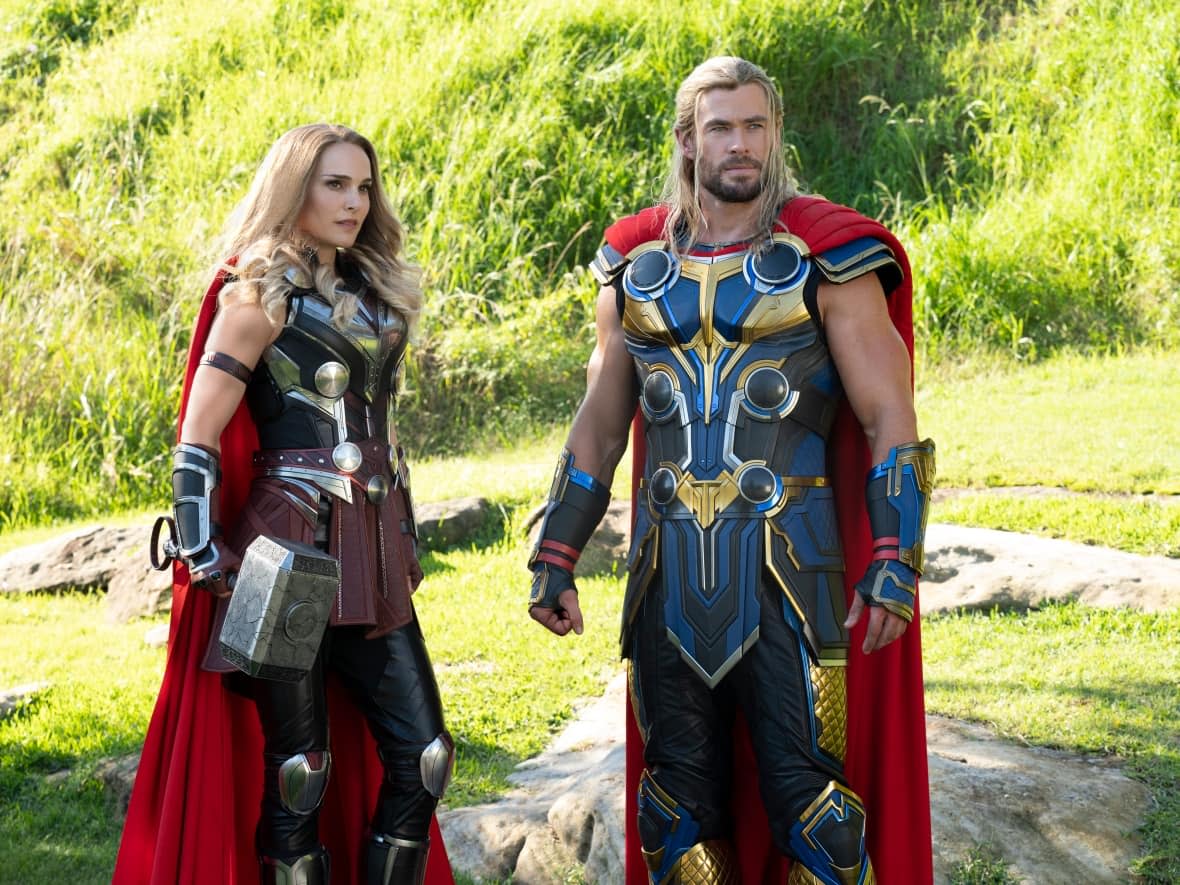 She holds the hammer now. Natalie Portman is The Mighty Thor and Chris Hemsworth is the other Thor in Thor: Love and Thunder (Jasin Boland/Marvel Studios - image credit)