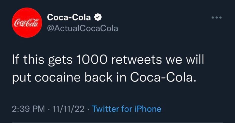 A fake Coca-Cola tweet.