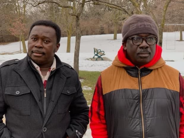 Mensah's uncles, William Owusu, left, and Stephen Boakye, were the only family members he had in Canada.