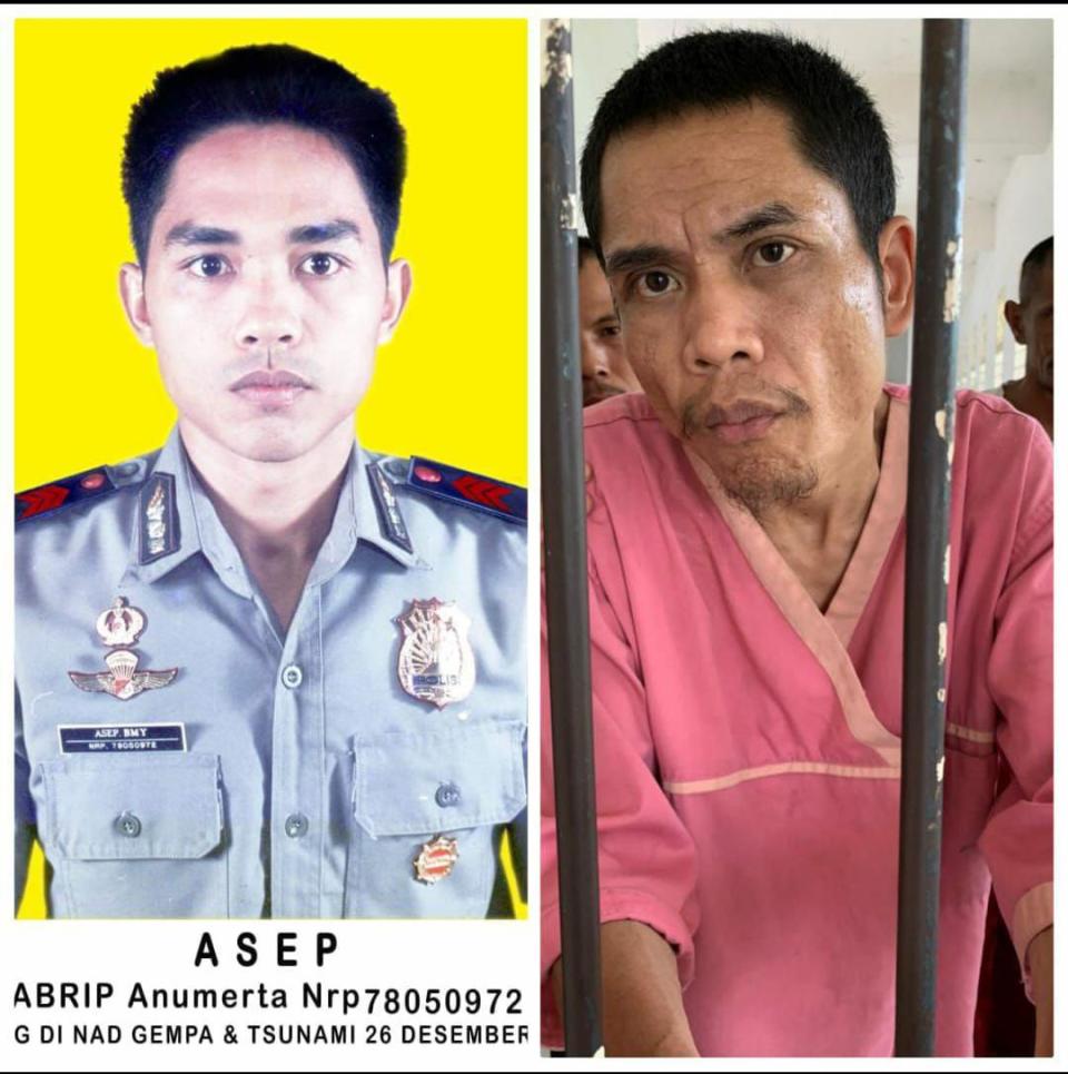 During the 2004 Boxing Day tsunami, Zainal Abidin (left) went missing, now, a man staying at a mental institution (right) is him. Source: VOI