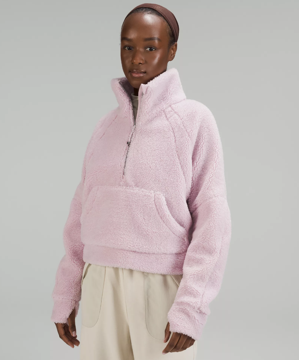 Lululemon Scuba Oversized Fleece Funnel-Neck Half-Zip in pink peony (Photo via Lululemon)