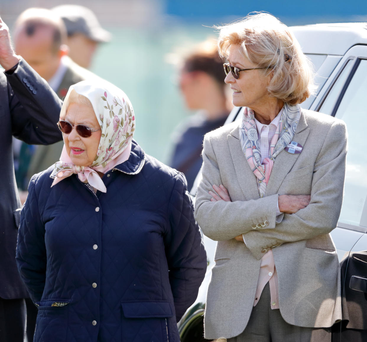 WINDSOR, UNITED KINGDOM - MAY 11: (EMBARGOED FOR PUBLICATION IN UK NEWSPAPERS UNTIL 24 HOURS AFTER CREATE DATE AND TIME) Queen Elizabeth II and Penny Knatchbull, Countess Mountbatten of Burma attend day 3 of the Royal Windsor Horse Show in Home Park on May 11, 2018 in Windsor, England. This year marks the 75th Anniversary of the Windsor Horse Show which was first held in 1943. (Photo by Max Mumby/Indigo/Getty Images