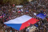 Demonstrators hold a rally demanding resignation of Czech Prime Minister Andrej Babis in Prague, Czech Republic, May 21, 2019. REUTERS/Bundas Engler