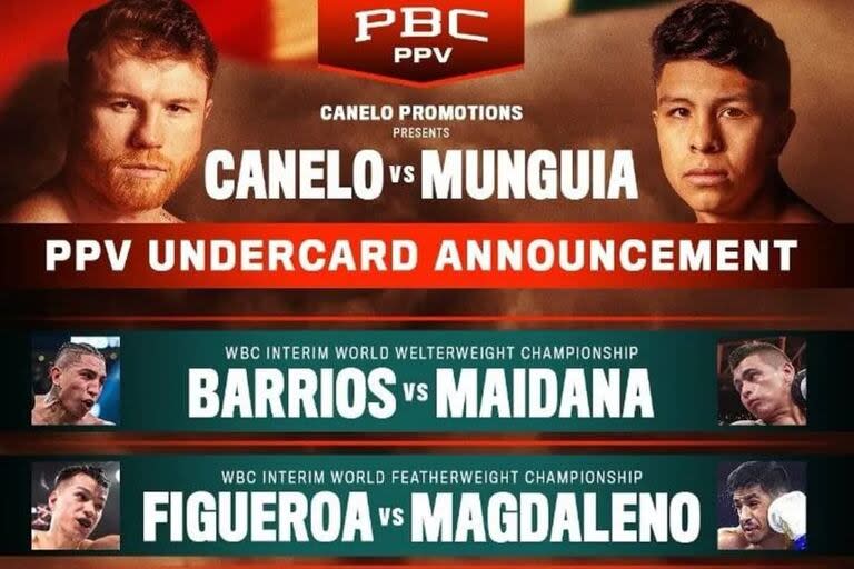 La cartelera completa de la velada que tiene a 'Canelo' y Munguía en el pleito central de Las Vegas