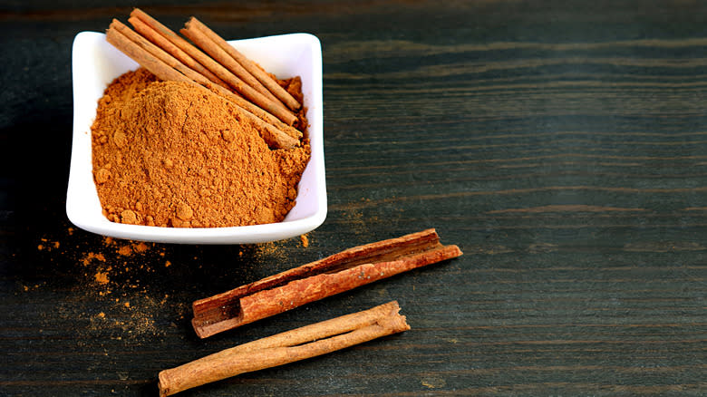 ground cinnamon in a bowl