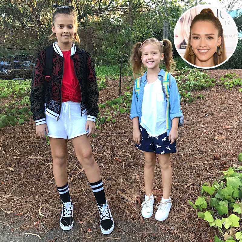 <p>Jessica Alba has a baby on the way, but her daughters are getting into big-girl territory. “Such a trip — I have a 1st and 4th grader!!!!” she <a rel="nofollow noopener" href="https://www.instagram.com/p/BYqopEpgvFM/?hl=en&taken-by=cash_warren" target="_blank" data-ylk="slk:wrote;elm:context_link;itc:0;sec:content-canvas" class="link ">wrote</a>. “Time seriously flies.” (Photos: <a rel="nofollow noopener" href="https://www.instagram.com/p/BYqopEpgvFM/?hl=en&taken-by=cash_warren" target="_blank" data-ylk="slk:Cash Warren via Instagram;elm:context_link;itc:0;sec:content-canvas" class="link ">Cash Warren via Instagram</a>/Getty Images) </p>