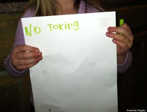 <strong>Author:</strong> Maddie  <strong>Age:</strong> 6  <a href="http://www.huffingtonpost.com/2013/07/19/cute-kid-note-of-the-day-no-toking_n_3606177.html" target="_blank"><em>Click here to read the full note</em></a>