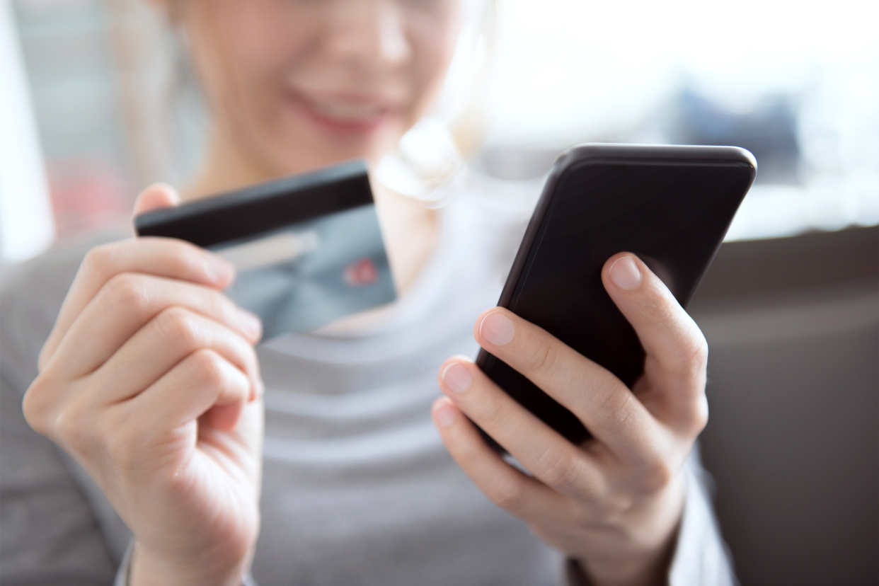 Woman shopping on her phone