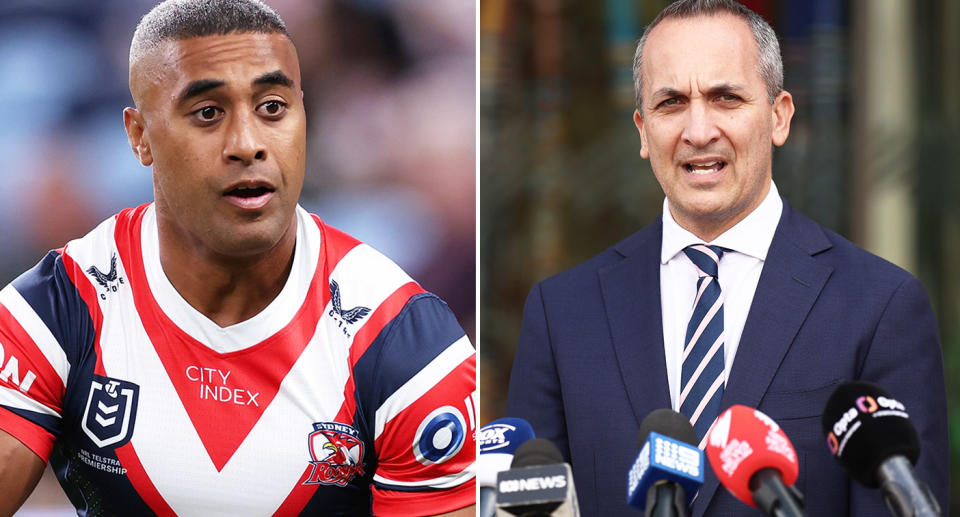 NRL CEO Andrew Abdo has confirmed Sydney Roosters veteran Michael Jennings won't be afforded an official 300-game milestone honour. Pic: Getty