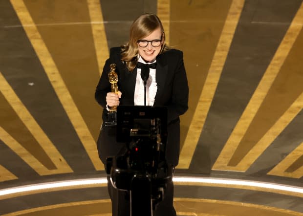 Sarah Polley accepts the Best Adapted Screenplay award for "Women Talking" onstage during the 95th Annual Academy Awards at Dolby Theatre on March 12, 2023, in Hollywood.<p><a href="https://www.gettyimages.com/detail/1473098165" rel="nofollow noopener" target="_blank" data-ylk="slk:Kevin Winter/Getty Images;elm:context_link;itc:0;sec:content-canvas" class="link ">Kevin Winter/Getty Images</a></p>