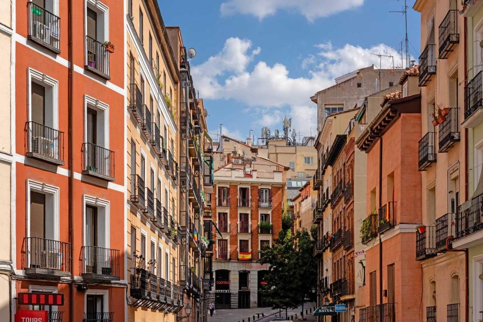 Facades of buildings in Madrid.