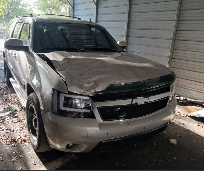 FHP officials seized this older model Chevrolet Suburban, which they say was involved in a hit-and-run fatality on April 5.