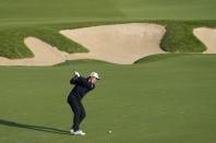 Takumi Kanaya of Japan plays a shot on the 16th hole during the second round of the Abu Dhabi Championship golf tournament at the Yas Links Golf Course, in Abu Dhabi, United Arab Emirates, Friday, Jan. 21, 2022. (AP Photo/Kamran Jebreili)