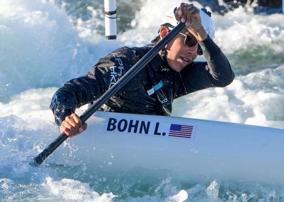 Luca Bohn trains as Montgomery Whitewater, in Montgomery, Ala., hosts olympic hopefuls in wintertime training on Tuesday January 2, 2024.