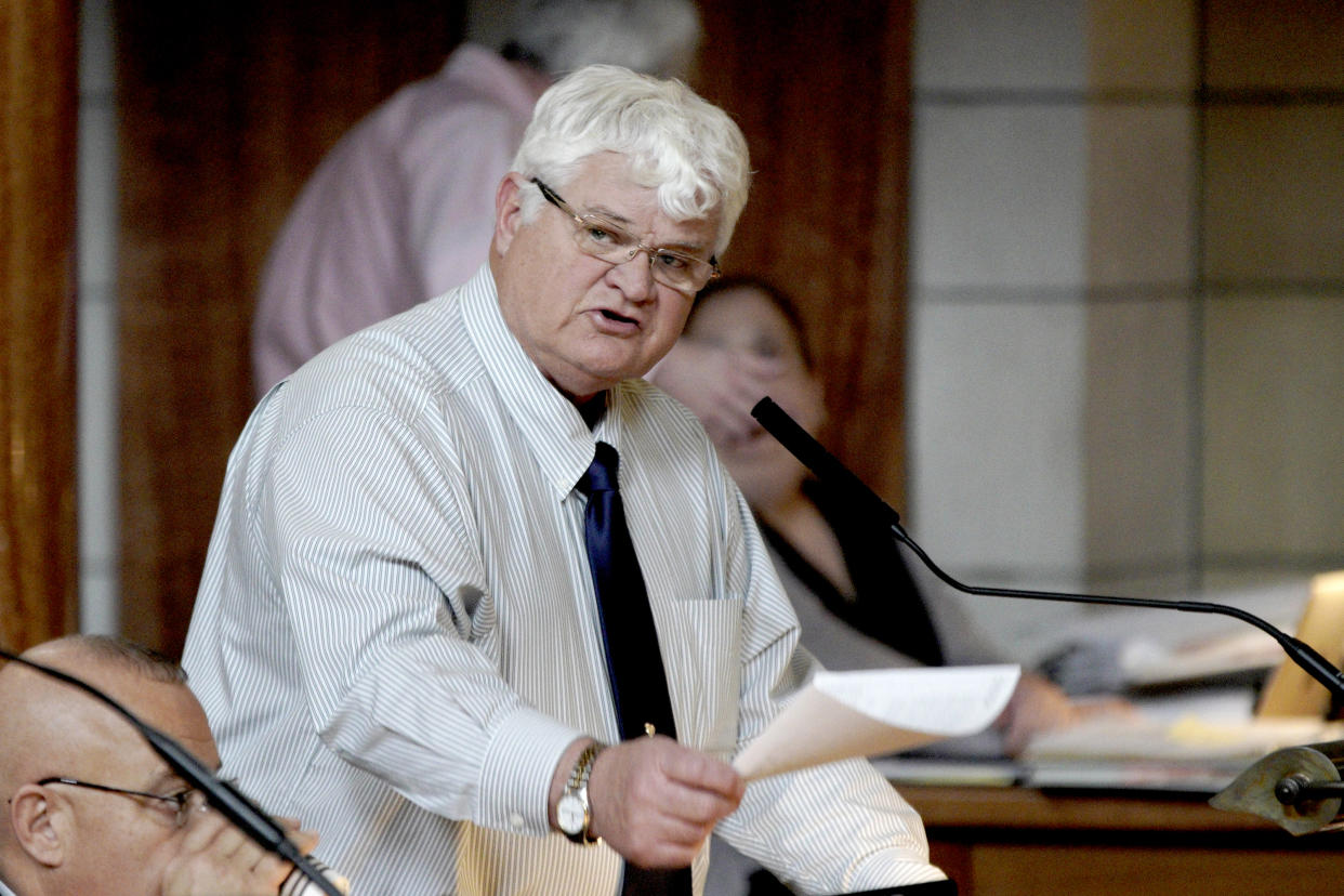 Nebraska state Sen. Mike Groene has denied accusations that he took inappropriate photos of a female legislative aide without her knowledge, but he said he was going to resign to avoid putting his family through a public ordeal. (AP)
