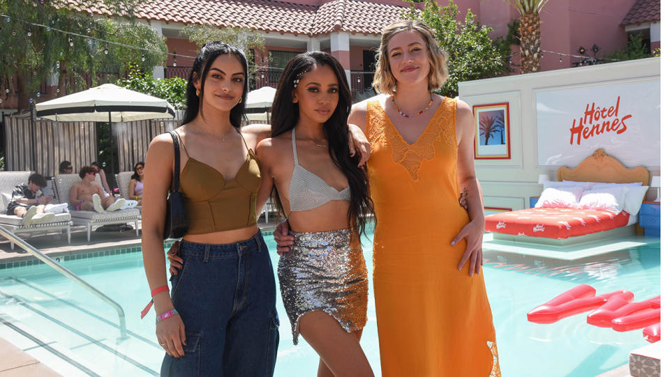 Camila Mendes, Vanessa Morgan and Lili Reinhart at H&M’s Hotel Hennes. - Credit: BFA