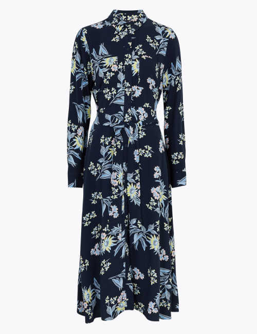 marks and spencer floral shirt dress