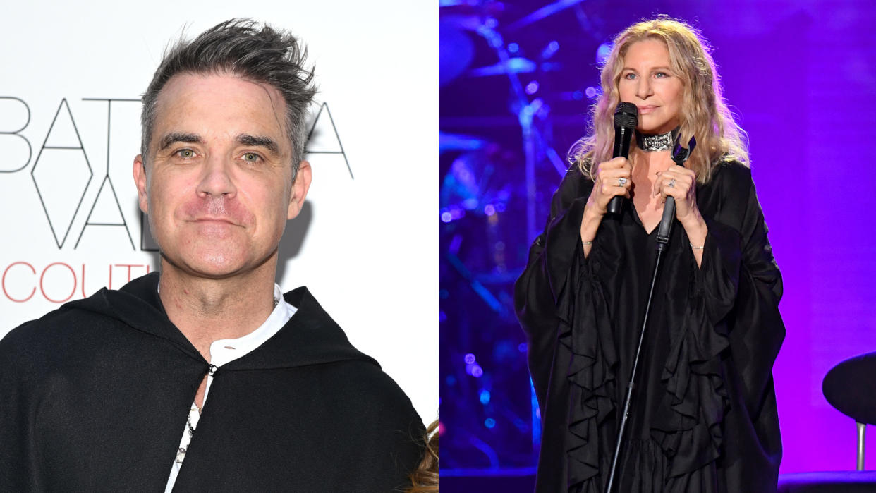 Robbie Williams and Barbra Streisand didn't recognise each other when they met in Tahiti. (WireImage/Getty)