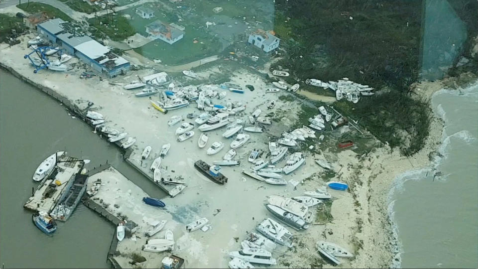 An aerial view shows devastation after hurricane Dorian hit the Abaco Islands in the Bahamas, September 3, 2019, in this still image from video obtained via social media. (Photo: Terran Knowles/Our News Bahamas/via Reuters)