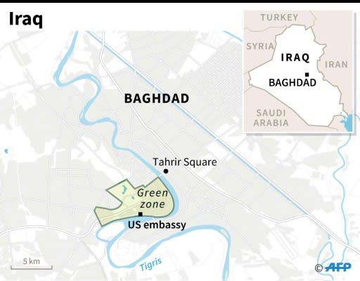 Map of central Baghdad locating the US embassy