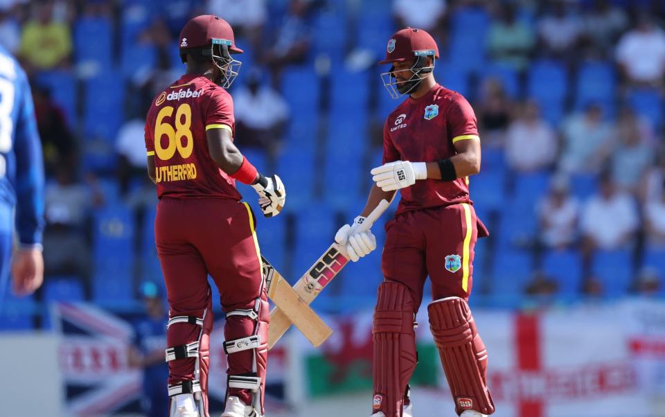 Sherfane Rutherford and Shai Hope led West Indies' recovery after the loss of four early wickets