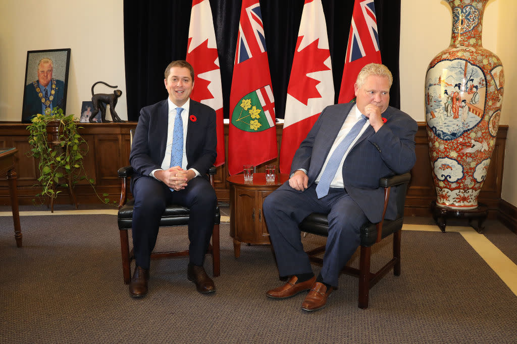 Ontario Premier Doug Ford met with the leader of the Federal Official Opposition, Andrew Scheer at Queen’s Park. (Rene Johnston/Toronto Star via Getty Images)