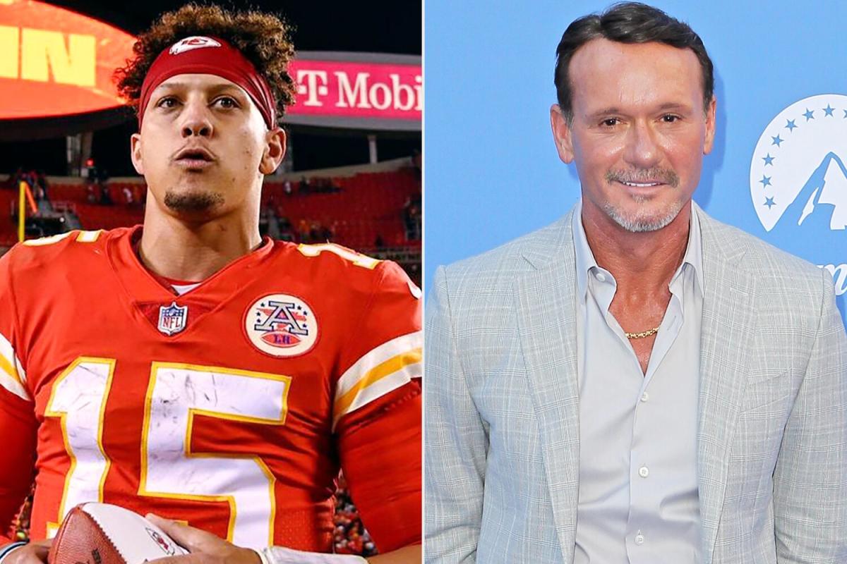 Patrick Mahomes wears Phillies uniform