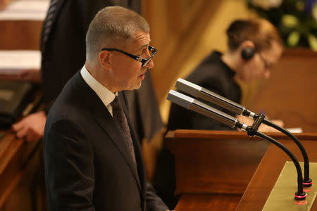 Czech Prime Minister Andrej Babis attends a parliamentary session before a confidence vote for the newly appointed government he leads, in Prague, Czech Republic July 11, 2018. REUTERS/Milan Kammermayer