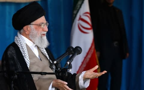  Ayatollah Ali Khamenei voiced defiance of the US - Credit: AFP/Getty Images