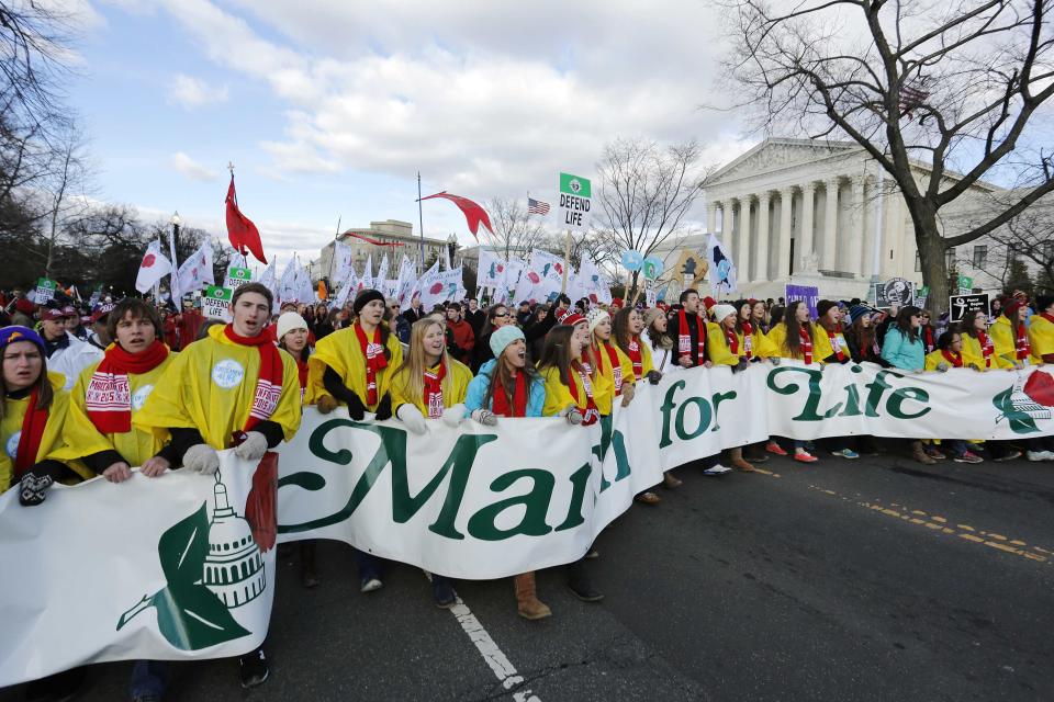 Thousands participate in the anti-abortion March for Life past the U.S. Supreme Court building in Washington