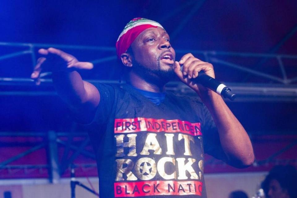 Singer Wyclef Jean performs during Sounds of Little Haiti at the Haitian Cultural Complex in Little Haiti on May 19, 2017.