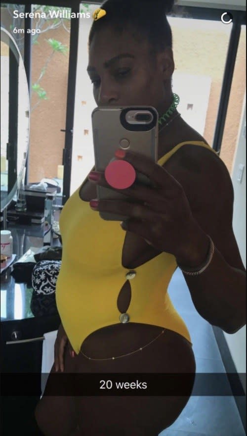 Tennis superstar Serena Williams shared the happy news on Snapchat.