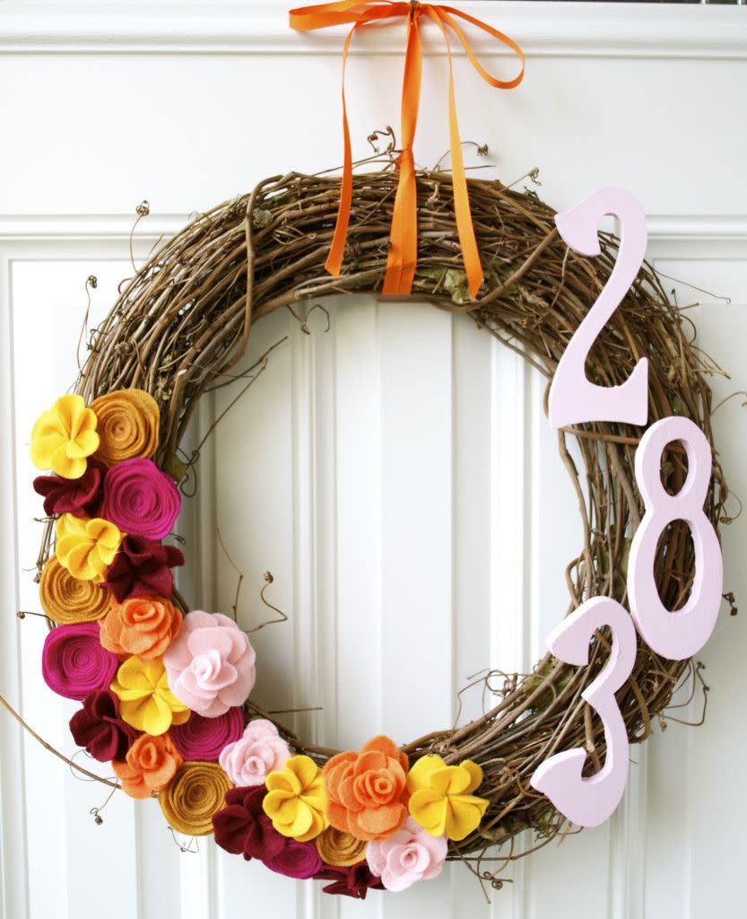 Felt Flower Fall Wreath