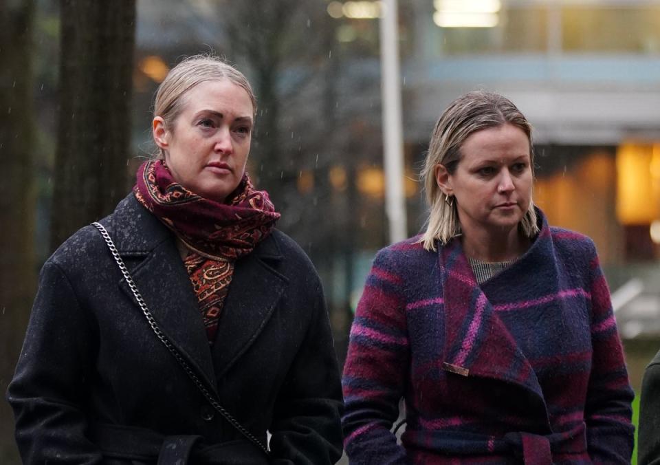 Brianna Ghey's mother Esther Ghey (left) and sister Alisha Ghey arriving at Manchester Crown Court on Monday (PA)