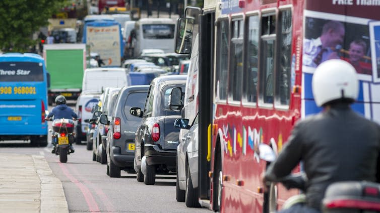 A queue of traffic.