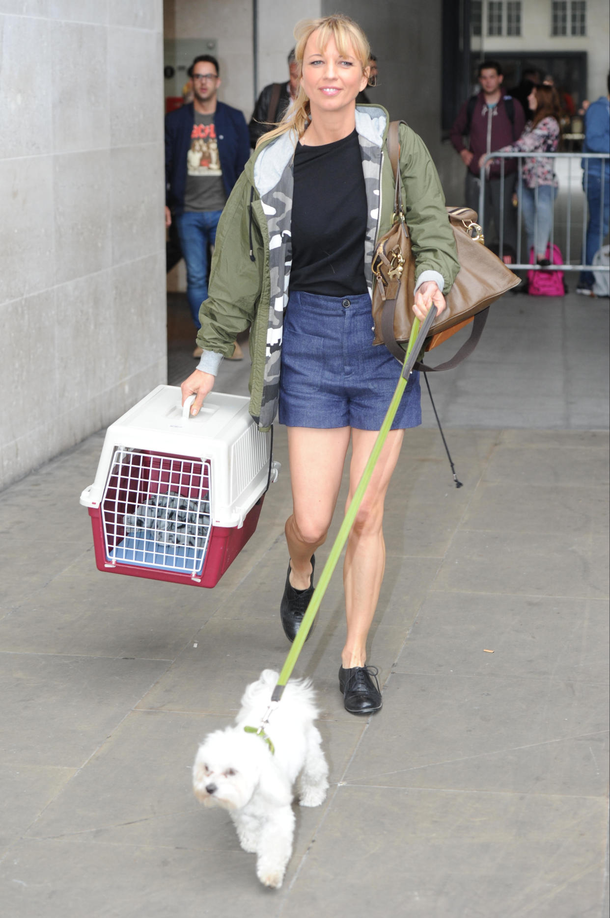 Sara Cox leaving the BBC Radio 1 studios with her dog  Featuring: Sara Cox Where: London, United Kingdom When: 14 Jul 2015