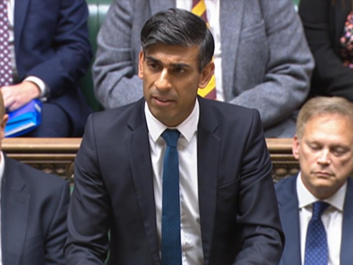 Rishi Sunak speaking in the House of Commons about Hamas attacks on Israel (PA)