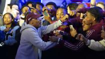 Actor and director Spike Lee speaks during an election night watch party for Democratic Sen. Raphael Warnock, Tuesday, Dec. 6, 2022, in Atlanta. Sen. Warnock has defeated Republican challenger Herschel Walker in a runoff election in Georgia. (AP Photo/John Bazemore)