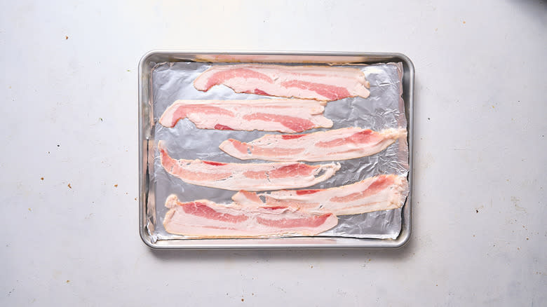 bacon strips on sheet tray