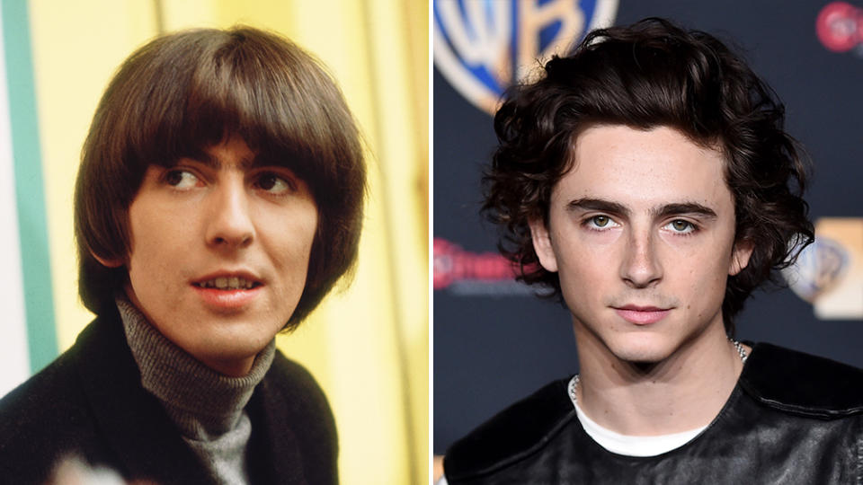 Timothée Chalamet as George Harrison