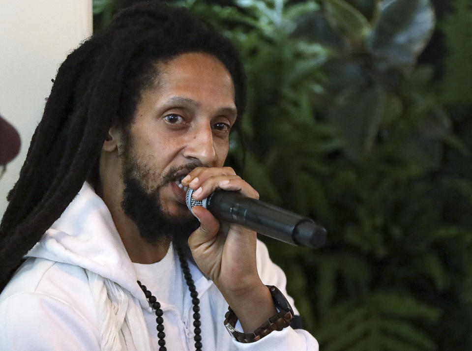 Julian Marley participates in the Q&A panel at the Marley Brunch with Marley Family Members at the 1 Hotel West Hollywood on Friday, Jan. 24, 2020, in West Hollywood, Calif. (Photo by Willy Sanjuan/Invision/AP)