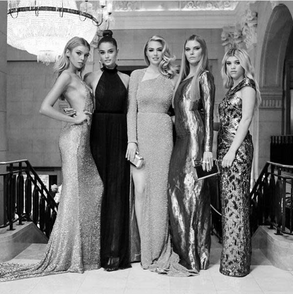 <b>Topshop:</b> "Squad's here. @StellaMaxwell @Taylor_Hill @KateUpton @MarynaLinchuk1 and @SofiaRichie in their bespoke #Topshop gowns before heading to the #MetGala. #newyork #metball #manusxmachina by @caseykelbaugh"