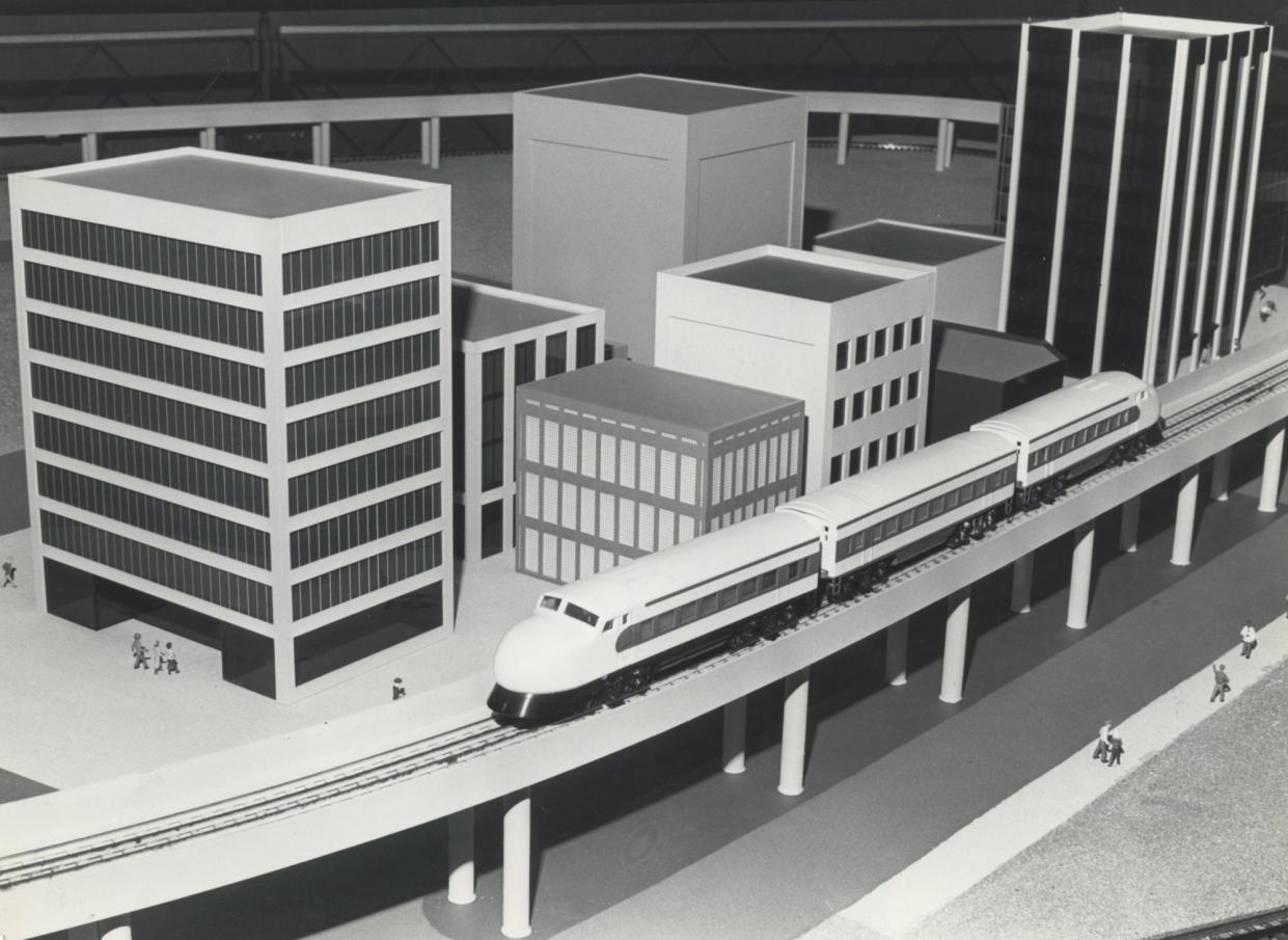 1980 - A look into the future at COSI shows at a bullet train.