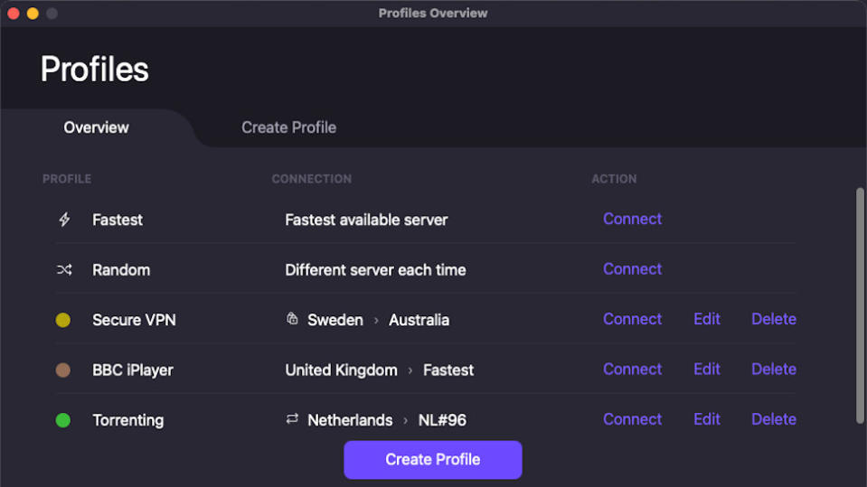 Proton VPN Create Profiles