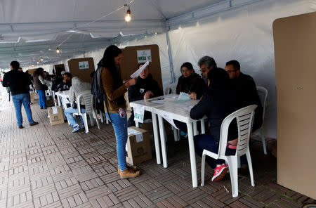 Woman votes in a seven-question referendum on anti-corruption measures in Bogota, Colombia August 26, 2018. REUTERS/Luisa Gonzalez