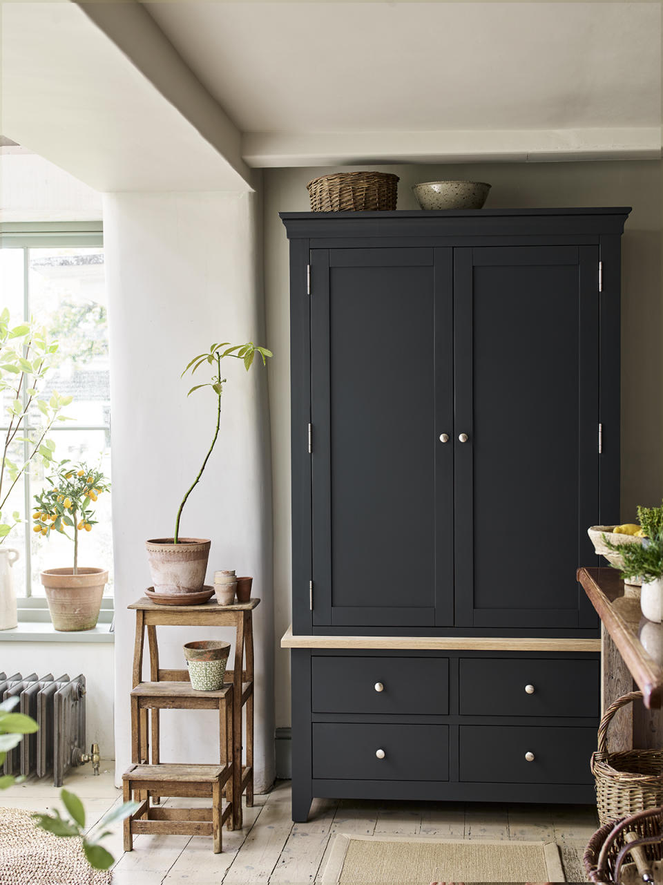 Create a farmhouse feel with a freestanding pantry