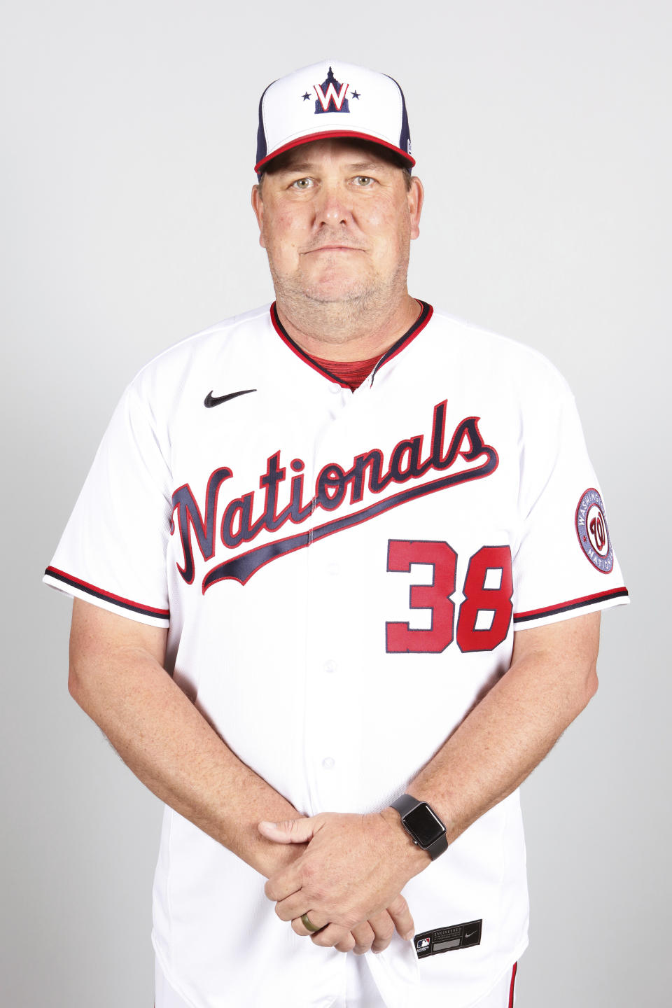 This is a 2021 photo of Brad Holman of the Washington Nationals baseball team. This image reflects the Washington Nationals active roster as of Friday, Feb. 26, 2021 when this image was taken. (Mary DeCicco/MLB Photos via AP)